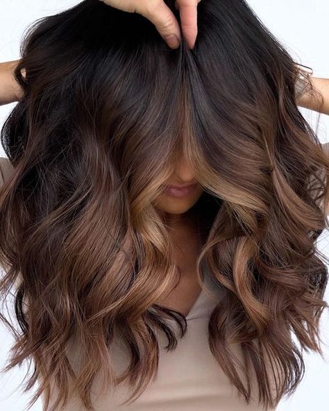 Brown Winter Balayage, Haircuts With Money Pieces, Redken Balayage Brunettes, Fall Brunette Hair Color Balayage 2023, Brunette Color 2023, Fall Hair For Dark Skin, Ella Rose Mcfadin Style, Brunette Balayage Hair Fall 2023, Trendy Spring Hair Color 2024