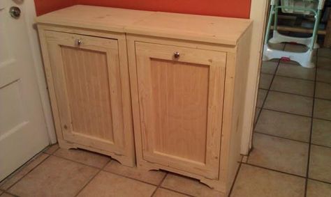 Wood Tilt-Out Trash Bins | Do It Yourself Home Project Wood Trash Can, Garbage Recycling, Recycling Station, Cabinet Plans, Diy Kitchen Cabinets, Diy Cabinets, Trash Bins, Retail Furniture, Recycling Bins