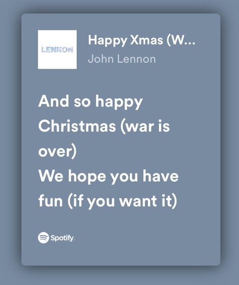 Christmas Song Aesthetic, So This Is Christmas John Lennon, All I Want For Christmas Is You Lyrics, Xmas Songs Lyrics, Winter Lyrics, Spotify Screenshot, Blue Christmas Background, Xmas Music, Christmas Songs Lyrics