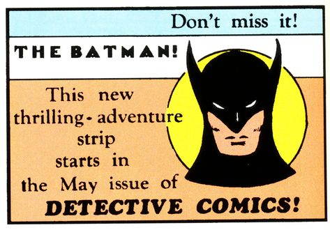 This Day in History: Detective Comics #27 - the 1st appearance of Batman! Description from legionsofgotham.blogspot.com. I searched for this on bing.com/images Batman First Appearance, Batman Detective Comics, Batman Detective, Action Comics 1, The Bat Man, First Knight, Batman Comic Books, I Am Batman, Batman Art