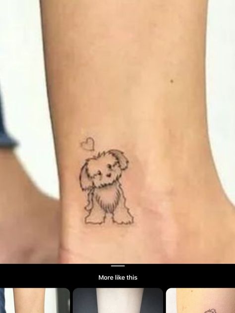 Maltipoo Tattoo, Poodle Tattoo, Small Dog Tattoos, Tattoos For Dog Lovers, Maltese Poodle, Dog Tattoo, Fine Line Tattoos, Dog Tattoos, Line Tattoos