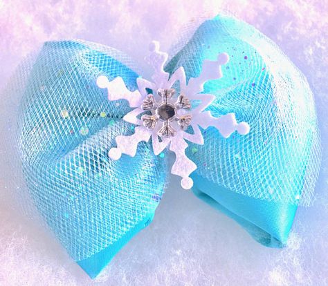 Frozen Inspired HairBow Girls Hairbow Snowflake hairbow Frozen Inspired, Barrette Clip, 4th Birthday, Hair Bow, Fairy Tale, Hair Bows, Frozen, Hair Accessories, Handmade Gift