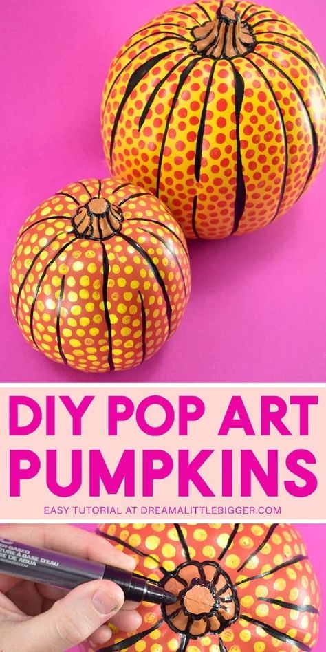 Diy Pop Art, Pop Art Makeup Tutorial, Pumpkin Spray Paint, Love Pop Art, Diy Pop, Love Pop, Pumpkin Projects, Halloween Everyday, Long Island New York