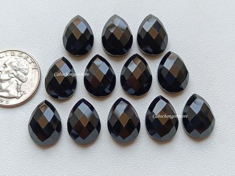 Black Obsidian, Types Of Stones, One Sided, Pear Shape, Amazing Jewelry, Pear, Etsy Accessories, Accessory Gift, Gems