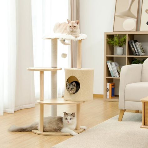 Diy Cat Trees, Luna The Cat, Cat Tree Ideas, Cat Protection, Luxury Cat Tree, Aesthetic Cat Drawing, Wood Cat Tree, Wooden Cat Tree, Cat Tattoo Design