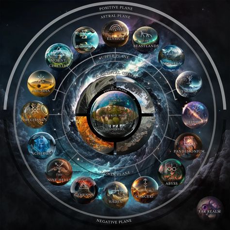 Great Wheel Cosmology, Worldbuilding Inspiration, Cosmic Calendar, Kingdom Design, Fantasy Elements, App Concept, Magic System, Super Powers Art, Mask Designs