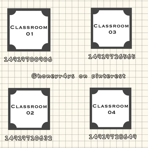 Classroom Codes Bloxburg, Bloxburg Dorm Number Decals, School Signs Bloxburg, Bloxburg High School Logo Codes, School Schedule Decals Bloxburg, Bloxburg Decals For School, Bloxburg School Timetable Code, Math Classroom Bloxburg, Reception Decals Bloxburg