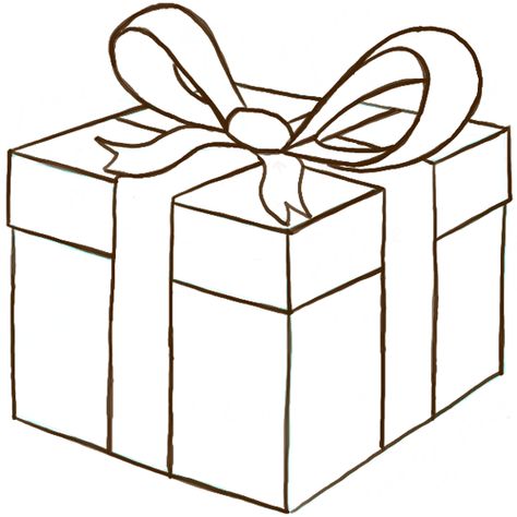 How to Draw a Wrapped Gift or Present with Ribbon and Bow - How to Draw Step by Step Drawing Tutorials Present Drawing, Happy Birthday Drawings, Bow Drawing, Draw Step By Step, Gift Drawing, Easy Christmas Gifts, Drawing Clipart, Easy Drawings For Kids, Cute Birthday Gift