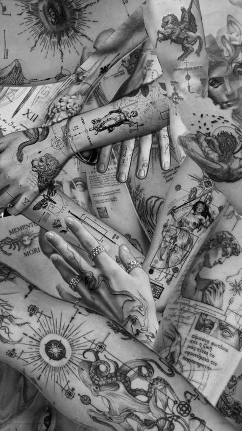 Tattoo Aesthetic Wallpaper, Patchwork Sleeve Tattoo, Tattoo Collage, Tattoo Dainty, Tattoo Aesthetic, Patchwork Sleeve, Sleeve Tattoo, Sleeve Tattoos, Aesthetic Wallpaper