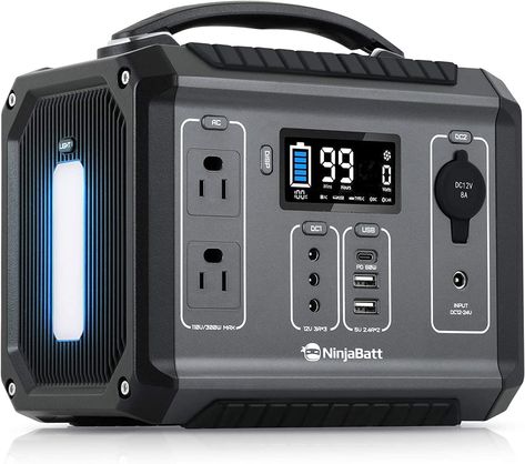 Amazon.com : NinjaBatt 300W Portable Power Station, 280Wh Battery Solar Generator with Pure Sine Wave AC Outlets, QC3.0 & USB-C PD 60W - Durable Generator for Outdoor Camping RV Emergencies : Patio, Lawn & Garden Battery Generator, Camping Must Haves, 3d Camera, Inverter Generator, Camping Rv, Portable Power Station, Power Generator, Solar Generator, Power Cars