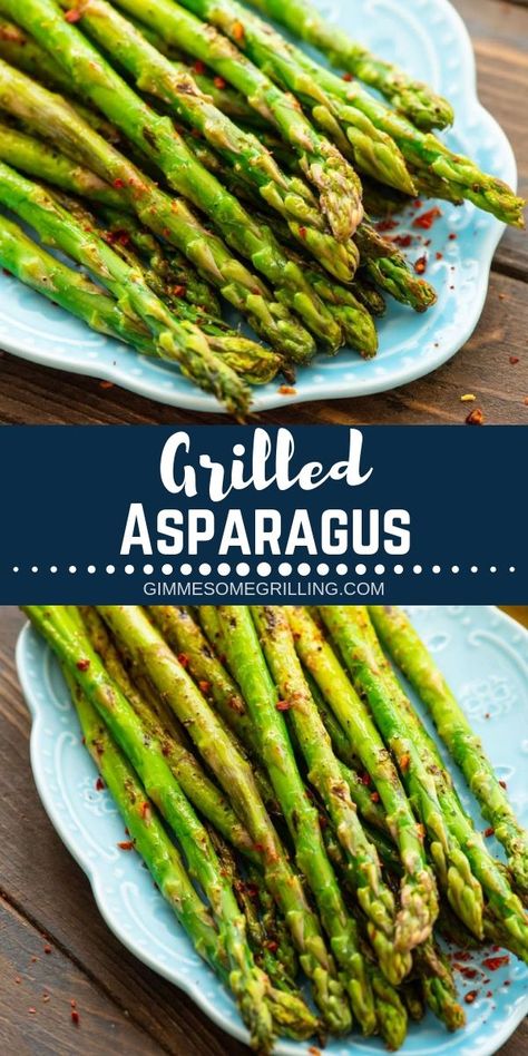 This Grilled Asparagus recipe will become a staple at your house just like it is ours! It's so quick and easy. The perfect side dish for when you are grilling with only a few ingredients. It can also be made on a grill pan on the stove top! #asparagus #recipe Grill Asparagus, Side Dishes For Summer, Recipes Stove Top, Grilled Side, Grilled Side Dishes, Grilled Asparagus Recipes, Grilled Recipes, Grilling Sides, Asparagus Recipes