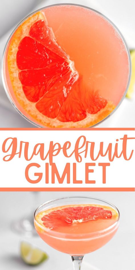 This Grapefruit Gimlet is a simple, 4 ingredient cocktail that can be made year round. It is a fruity variation of a classic gin gimlet, but can be made with either gin or vodka. Fun Simple Cocktails, Gin Gimlet Recipe, Simple Vodka Cocktails, Simple Cocktails, Vodka And Grapefruit Drinks, Grapefruit Vodka Cocktail Recipes, Vodka Gimlet Recipe, Aquavit Cocktails, Cocktails With Grapefruit Juice