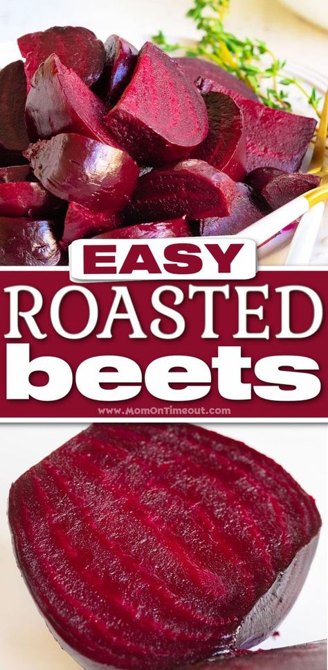 Roasted Beets are sweet and tender and entirely delicious. They are so easy to make and learning how to roast beets the right way is a something every beet lover needs! This roasted beets recipe is quick and easy, no peeling required! // Mom On Timeout #beets #roastedbeets #howtoroastbeets #sidedish #veggies #vegetables How To Roast Beets, Roast Beets, Roasted Beets Recipe, Roasting Beets In Oven, Beets Recipe, Mom On Timeout, Cheese Stuffed Chicken Breast, How To Roast, Beet Recipes