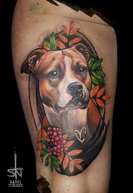 Freestyle Tattoo, Tatoo Dog, Dog Portrait Tattoo, Berlin Tattoo, Pitbull Tattoo, Tattoo Dog, Tattoo Traditional, Memorial Tattoos, Elephant Tattoos