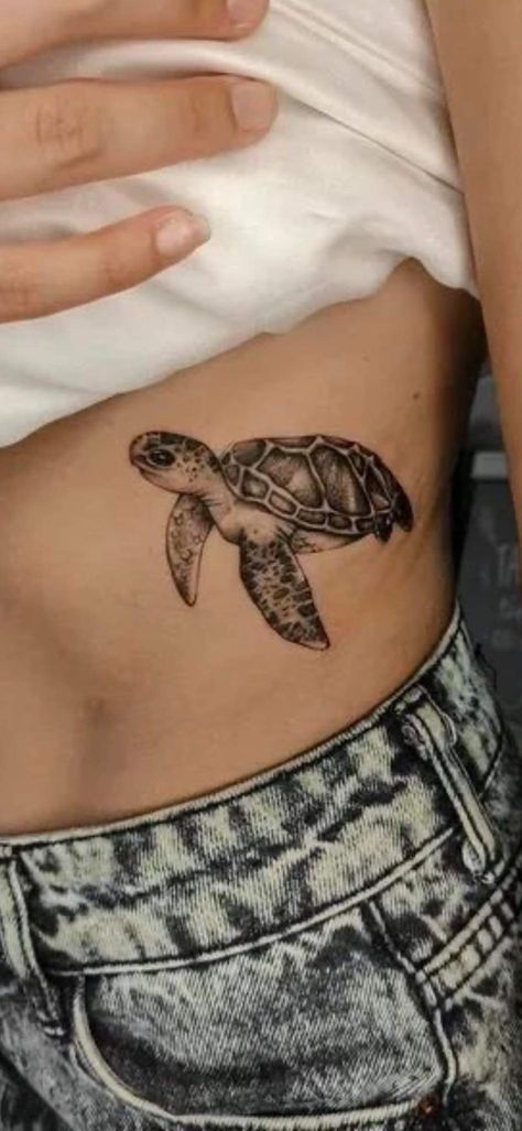 Turtle Rib Tattoo, Small Animal Tattoo Ideas, Uncommon Tattoos, Small Animal Tattoo, Cute Turtle Tattoo, Small Turtle Tattoo, Small Tattoo Ideas For Men, Tortoise Tattoo, Crocodile Tattoo