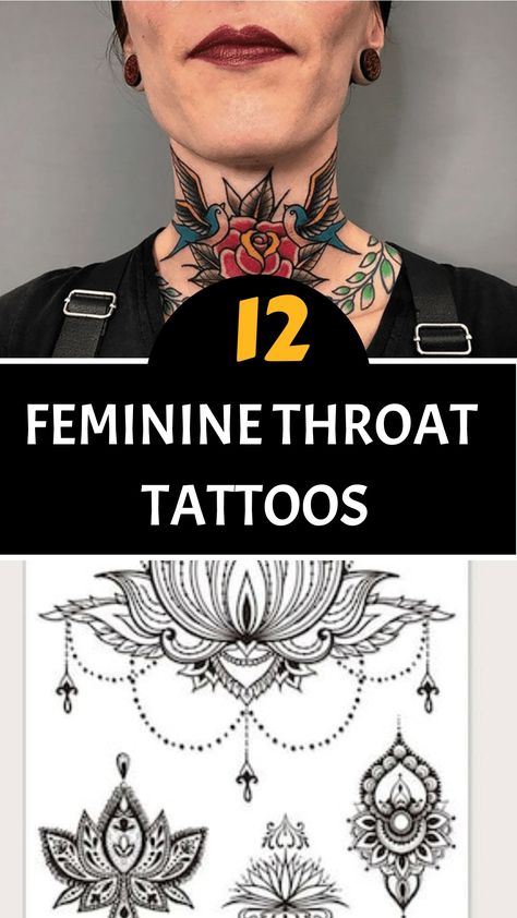 Discover the allure of feminine throat tattoos - a captivating and empowering choice for showcasing unique body art. Explore the beauty of delicate floral motifs and intricate designs that make a bold statement. Embrace your individuality with a stunning throat tattoo that speaks volumes about your style and confidence. Front Of Neck Tattoos Women, Feminine Throat Tattoos, Feminine Neck Tattoos, Throat Tattoos, Front Neck Tattoo, Cat Portrait Tattoos, Butterfly Neck Tattoo, Live Tattoo, Creative Tattoo Ideas