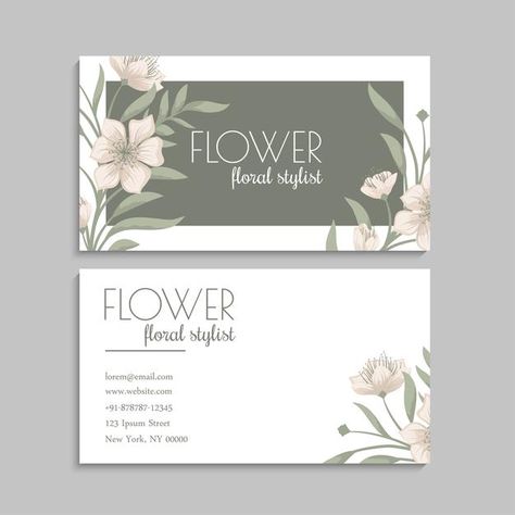 Flower business cards template Free Vect... | Free Vector #Freepik #freevector #logo #flower #floral #design Florists Business Cards, Florist Cards Design, Flowers Card Design, Flower Card Design, Flower Shop Business Card, Flower Business Card, Cards For Small Business, Florist Business Card, Business Cards Template