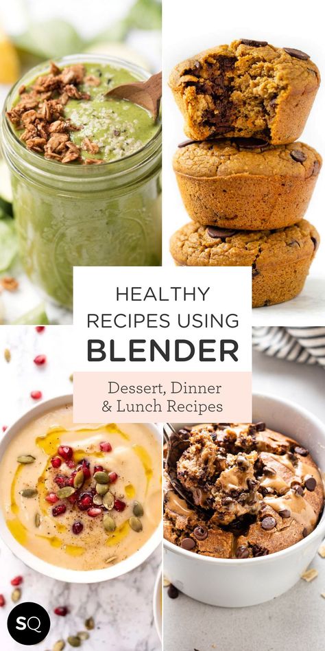 Healthy Drinks, Baking Recipes and Lunch or Dinners. Recipes for Summer and Winter. Smoothies, Muffins, Soups. Healthy Recipes you can make using your Blender | Breakfast, Lunch and Dinner Recipes- Simply Quinoa High Protein Blender Recipes, Blender Recipes Healthy, Recipes That Use An Immersion Blender, Immersion Blender Recipes Soup Healthy, Immersion Blender Recipes Soup, Blender Soups Vegan, Blender Recipes Dinner, Blender Breakfast, High Protein Breakfast Smoothies