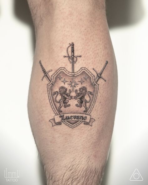 Crest Tattoo Ideas, Coat Of Arms Tattoo, Family Crest Tattoo Ideas, Lion Crest Tattoo, Family Crest Tattoo, Heraldic Lion, Scottish Tattoo, Crest Tattoo, Seal Tattoo