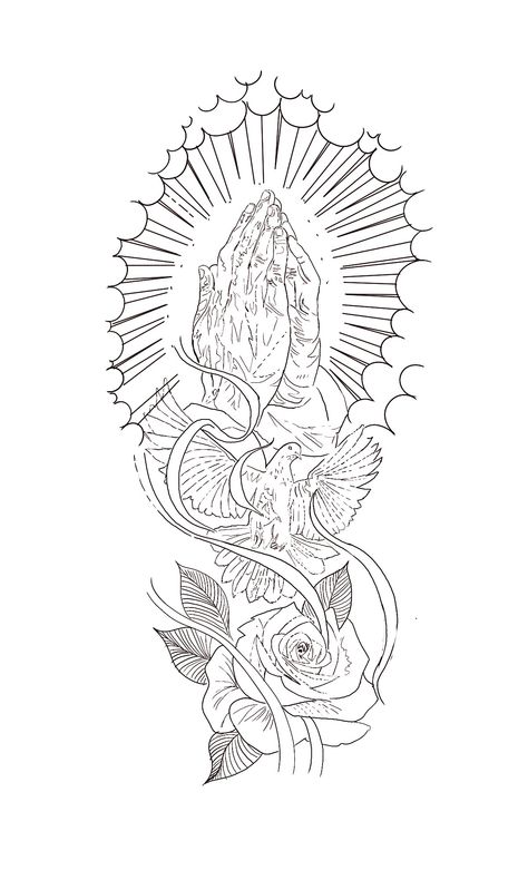 Praying Hands Tattoo Design, Wizard Tattoo, Arm Tattoos Drawing, Praying Hands Tattoo, Cool Half Sleeve Tattoos, Hands Tattoo, Sleeve Tattoos For Guys, Half Sleeve Tattoos Drawings, Family Tattoo Designs