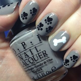 Dog lover nail art! Paw Print Nails, Gray Nails, Animal Nails, Best Nail Art Designs, Dog Nails, Cute Nail Art, Gel Nail Designs, Cute Nail Designs, Paw Prints