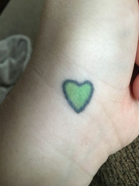 My Green heart wrist tattoo Green Heart Tattoo, Heart Symbol Meaning, Heart Tattoo Meaning, Heart Tattoo Wrist, Green Tattoos, Heart Tattoo Designs, Mean Green, Discreet Tattoos, Heart Symbol