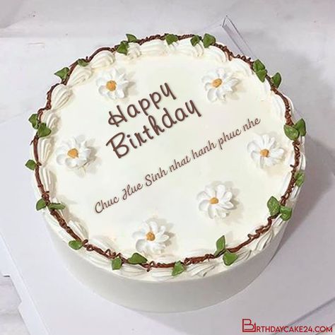 Creative Flower Birthday Cakes With Name Edit Design Korean Cake, Birthday Cake Template, Birthday Cake With Name Edit, Korea Cake, Happy Birthday Cake With Name, Birthday Cake Writing, Birthday Cake With Name, Happy Anniversary Cakes, Cake With Name