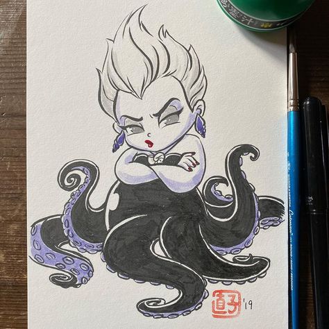 Ursula Drawing Easy, How To Draw Ursula Step By Step, Ursula Drawing Sketches, Ursula And Maleficent Tattoo, Work Tomorrow, Get Back To Work, Mini Vacation, Cartoon Character Pictures, Disney Princess Art