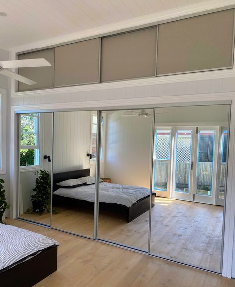 Wardrobe Design Bedroom Sliding With Mirror, Slide Wardrobe, Wardrobe Design Bedroom Sliding, Wardrobe Sliding Doors, Modern Closet Designs, Black Dining Table Set, Illusion Of Space, Wardrobe Sliding, Mirror Wardrobe