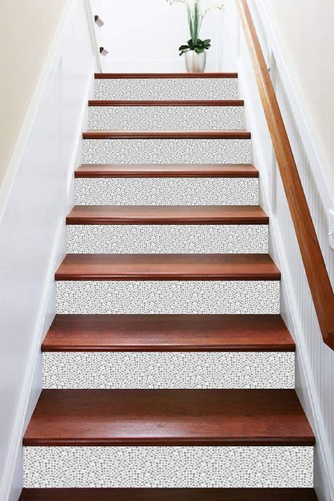 Staircase Tiles Design, Tiles For Stairs, Stairs Tiles Design, Stairs Makeover Design, Stairs Makeover Ideas, Tiled Staircase, درج السلم, Wallpaper Stairs, Stair Renovation