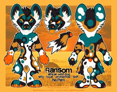 African Wild Dog Fursuit, Sona Inspiration, Fursona Design, Fursona Reference, Fursona Ref, Fursona Art, Fursona Ideas, Ref Sheet, African Wild Dog