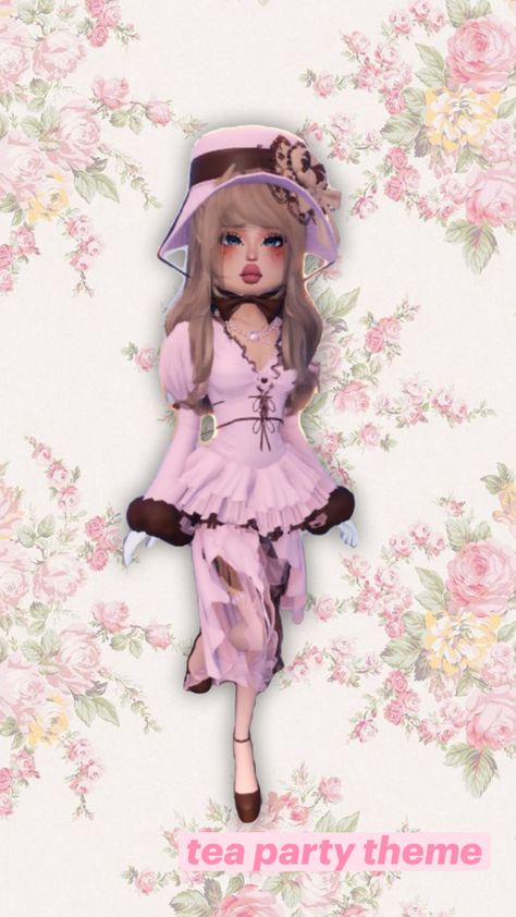 tea party outfit for dress to impress #dti #dresstoimpress #teaparty #dresstoimpressoutfits Bloxburg Tea Party, Tea Party Dti Outfit, Tea Party Dress To Impress, Mandala Sun Tattoo, Tea Party Outfit, Mandala Sun, Tea Party Theme, Tea Party Dress, Sun Tattoo