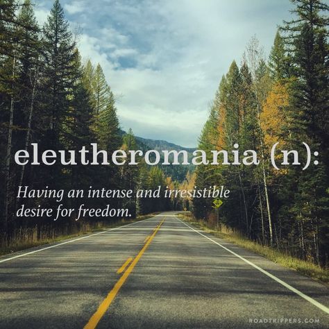 eleutheromania | noun | having an intense and irresistible desire for freedom Location Independent Lifestyle, Location Freedom, Independent Lifestyle, Freedom Travel, Travel Noire, Overcoming Adversity, Word Nerd, Unusual Words, Oregon Travel