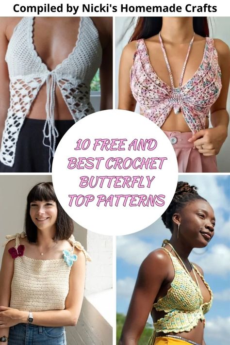 10 Best and Free Crochet Butterfly Top Patterns - Nicki's Homemade Crafts Crochet Butterfly Free Pattern, Crochet Shawl Free, Fall Crochet Patterns, Tunisian Crochet Stitches, Dishcloth Knitting Patterns, Earrings Patterns, Crochet Earrings Pattern, Easy Crochet Projects, Crochet Tops Free Patterns