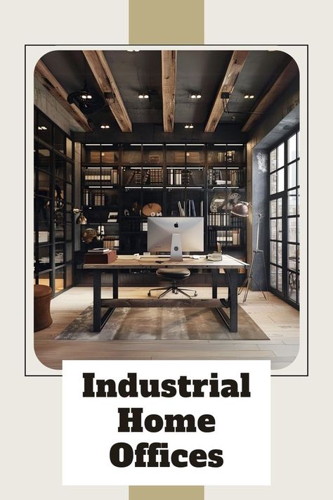 "Industrial Home Offices blend raw materials and sleek design for a modern, edgy workspace. 🛠️✨ Featuring exposed brick, metal accents, and reclaimed wood, these offices create a productive and stylish environment. Discover how to design your own industrial office with inspiring ideas and decor tips. Transform your workspace with the bold aesthetic of Industrial Home Offices! 🏢🌟 #IndustrialOffice #HomeOfficeDesign #ModernWorkspace #EdgyDecor" Modern Industrial Office Design, Modern Industrial Office, Industrial Home Office, Industrial Home Offices, Industrial Office Design, Home Office Decor Ideas, Jute Craft, Loft Office, Bold Aesthetic