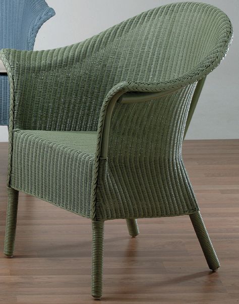 Lloyd Loom chairs in green Victorian Sunroom, Wicker Chair Makeover, Lloyd Loom Chair, Pillowtop Mattress, Green Painted Furniture, Lloyd Loom, Small Double Mattress, New Paint Colors, Lounge Chair Cushions