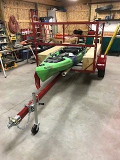 Kayak Rack For Car, Kayak Fishing Setup, Kayak Fishing Diy, Kayak Cart, Jeep Trailer, Canoe Building, Kayaking Tips, Kayak Trailer, Adventure Trailers