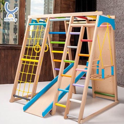 Baby Indoor Playground, Playground Backyard Diy, Pickler Triangle, Climbing Toys For Toddlers, Toddler Garden, Diy Kids Playground, Homeschool Room Design, Toddler Gym, Climbing Triangle