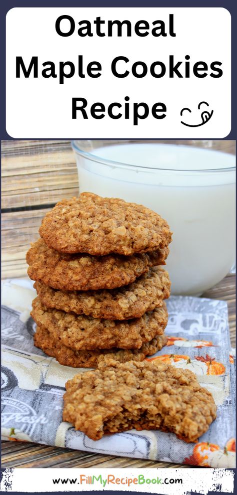 Oatmeal Maple Cookies Recipe with cinnamon. Easy healthy cookies or biscuits made with brown sugar for snacks or treats for kids. Oatmeal Maple Cookies, Maple Cookie Recipes, Oatmeal Cookies With Maple Syrup, Cookies Made With Maple Syrup, Cookies With Maple Syrup, Oat Meals, Maple Oatmeal Cookies, Maple Cookies Recipe, Oat Muffins Healthy