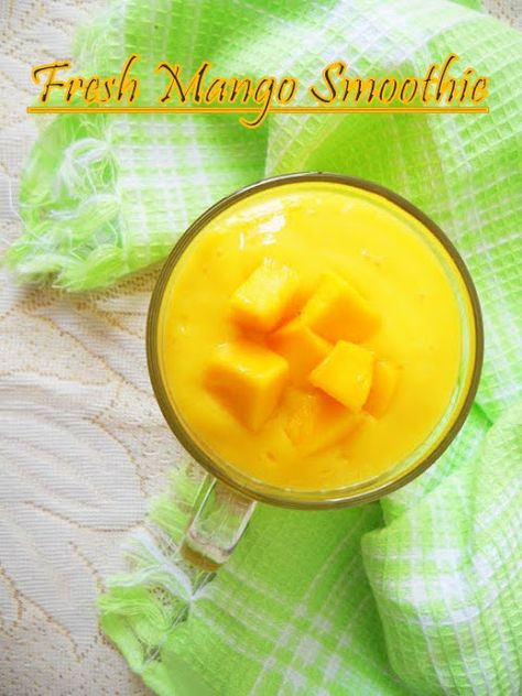 Fresh Mango Smoothie......learn to make chilled creamy fresh mango smoothie. Mango Smoothie Recipe, Mango Milkshake, Thai Mango, Smoothie Prep, Milk Shake, Mango Smoothie, Fruit Drinks, Smoothie Shakes, Yummy Smoothies