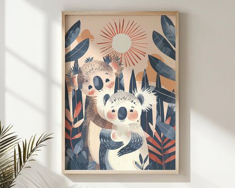 Koala and Hedgehog Nursery Wall Art, Animal Friendship Printable, Kids Room Posters Decor, Baby Woodland Creatures, Instant Download Gift Hedgehog Nursery, Friendship Printables, Koala Nursery, Posters Decor, Kids Room Poster, Whimsical Nursery, Playroom Art, Jungle Nursery, Animals Friendship