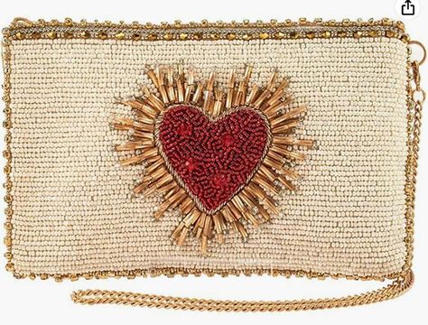 Makeup Glasses, Mary Frances Handbags, Embroidery Clothing, Crossbody Phone Bag, Bead Bag, Outfit 2023, Beaded Heart, The Sacred Heart, Mary Frances