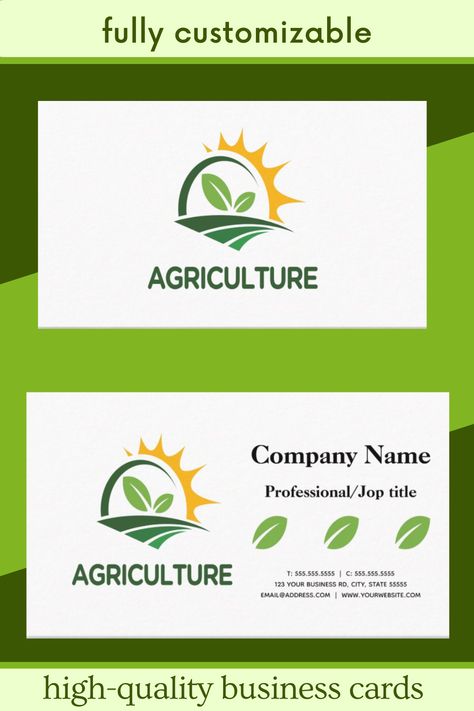 Agriculture Business Card with sunand new growrh logo Agriculture Business Card, Business Card Design Black, Agriculture Drone, Agriculture Business, Farming Business, House Outer Design, Outer Design, Visiting Card Design, A Farmer