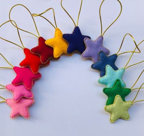 Handmade Wool Felt Stars, Christmas Tree Handmade Ornaments set of 12 | MakerPlace by Michaels Stars Christmas Tree, Felt Stars, Christmas Tree Handmade, Felt Star, Wool Felt Fabric, Star Ornaments, Tree Handmade, Different Shades Of Red, Gift Card Exchange