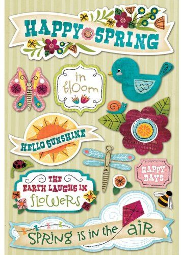 Happy Spring Images, Spring Season Crafts, Sentiments For Cards, Bird Rubber Stamps, Spring Stickers, Messy Crafts, Spring Images, Sticker Machine, Paper Butterflies