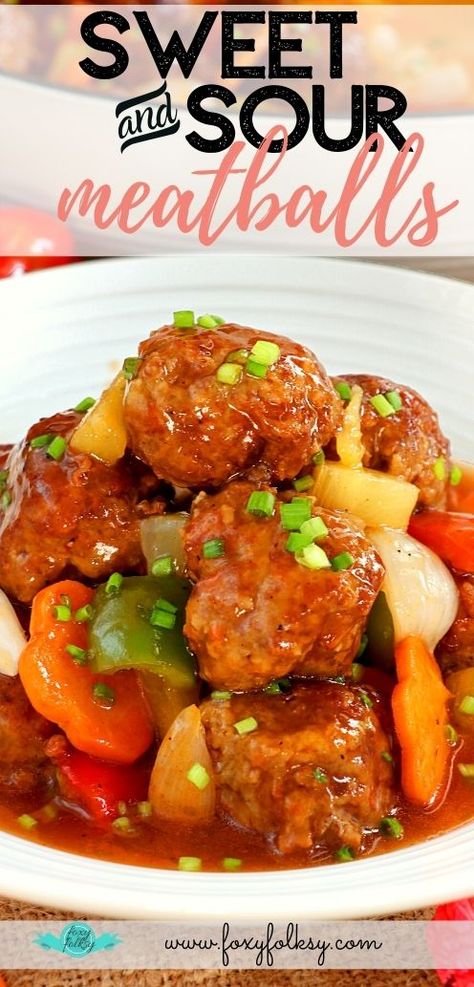 Fried meatballs simmered in an amazing sweet and sour sauce. This Sweet and Sour Meatball can be served as an hors d'oeuvre or as a main dish! | www.foxyfolksy.com #filipinofood #filipinorecipe #asianfood #porkrecipe #recipes Filipino Sweet And Sour Sauce, Filipino Meatballs Recipe, Sweet And Sour Sauce For Meatballs, Sweet And Sour Meatballs Sauce, Sweet And Sour Pork Meatballs, Sweet And Sour Fish Fillet, Phillipino Recipes, Sweet Sour Meatballs, Sweet And Sour Fish