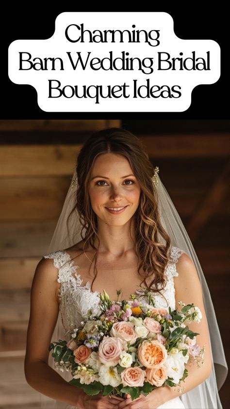 A bride holding a charming bridal bouquet with wildflowers and roses, perfect for a rustic barn wedding theme. Bouquet For Lace Wedding Dress, Vintage Bridal Bouquet Rustic, Wedding Bouquet After Wedding Ideas Dried Flowers, Dried Flower Bridal Bouquet Rustic, Queen Anne’s Lace Wedding Bouquet, Wildflower Bridal Bouquets, Rustic Romance, Wedding Bridal Bouquets, Barn Wedding