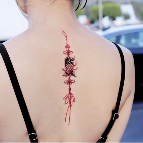 Modern Japanese Tattoo, Norigae Tattoo, 99 Tattoo, Japanese Style Tattoo, Tatuaje Cover Up, Charm Tattoo, Red Ink Tattoos, Red Tattoos, Wrist Tattoos For Women