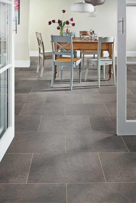 Corris LVT flooring shown in a doorway that leads into a dining area, followed by a close-up angled image. Flooring Ideas Vinyl, Best Flooring For Kitchen, Karndean Flooring, Vinyl Flooring Kitchen, Kitchen Floors, Kitchen Vinyl, Vinyl Tile Flooring, Floor Tile Design, Floor Ideas