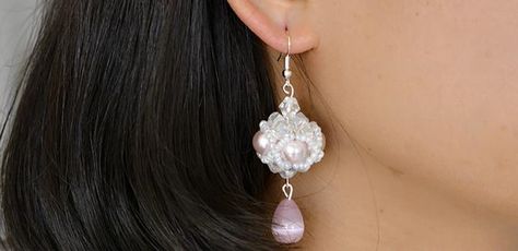 How to Make a Pair of Small Pink Beaded Ball Dangling Earrings Handmade Earrings Tutorial, Earrings Handmade Tutorial, Jewelry Diy Tutorials, Diy Earrings Tutorial, Panda Hall, Earring Tutorials, Beads Tutorial, Beaded Ball, Earrings Tutorial